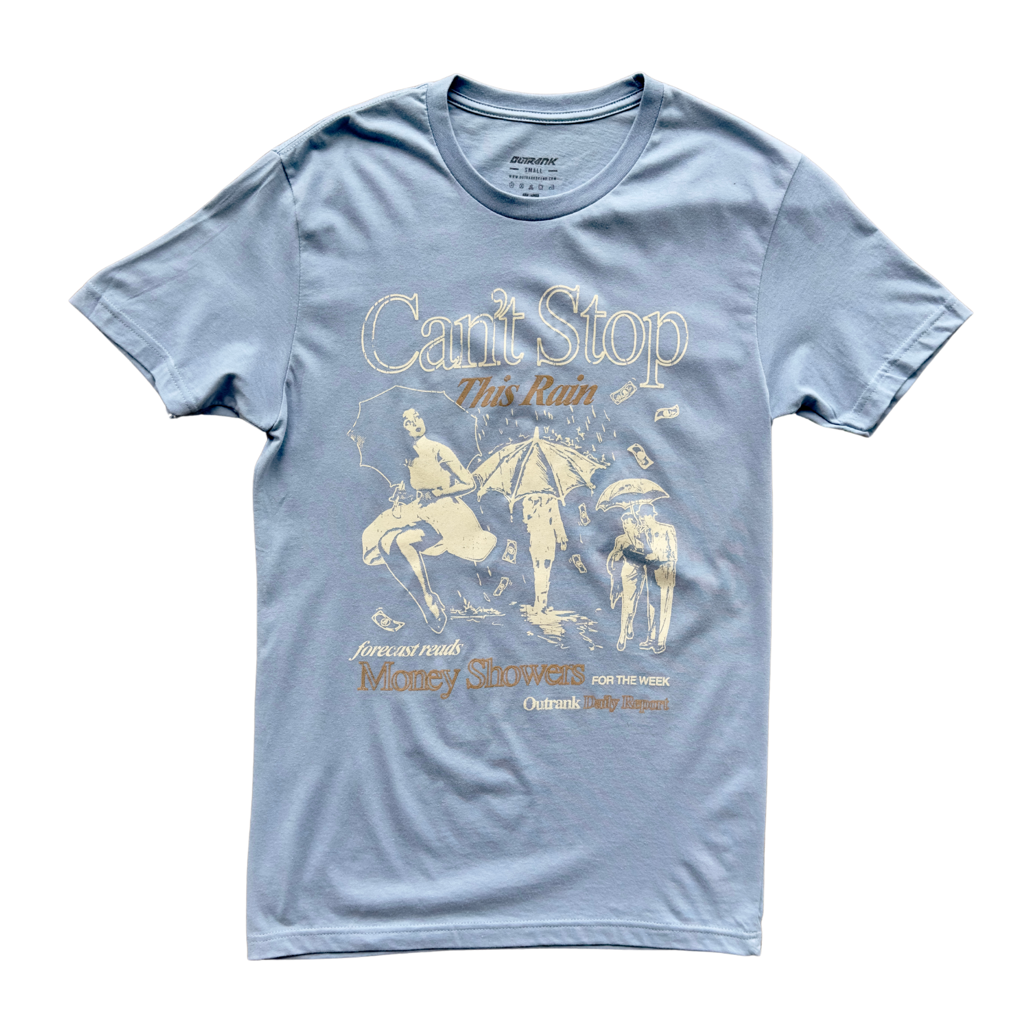 Outrank Can't Stop This Rain T-shirt (Sky Blue/Cream)