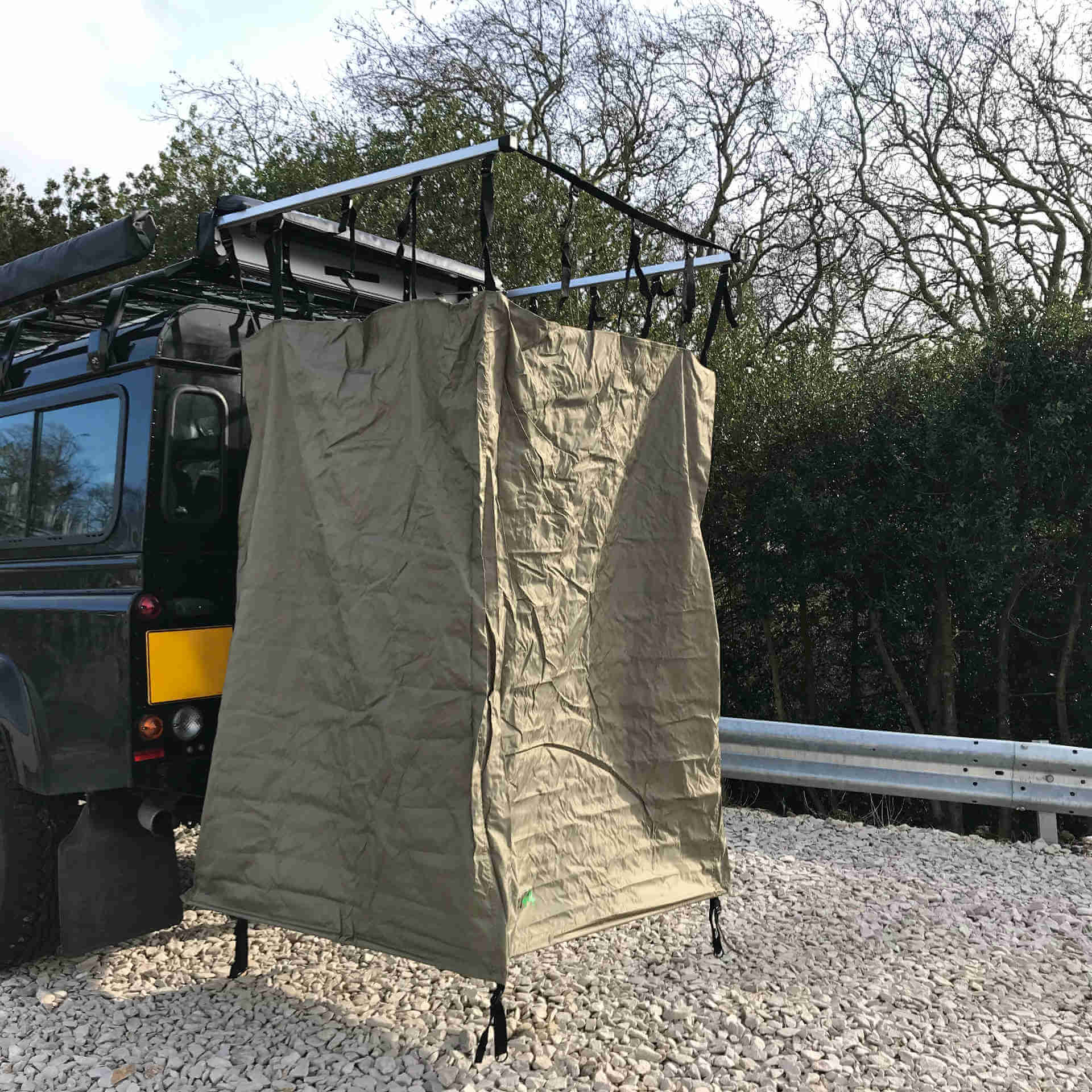 Overland Expedition Fold-Out Shower Privacy Curtain Side Box in Forest Green