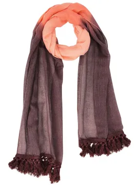 Pink Two-Tone Ombre Lightweight Tassel Fringe Spring Scarf