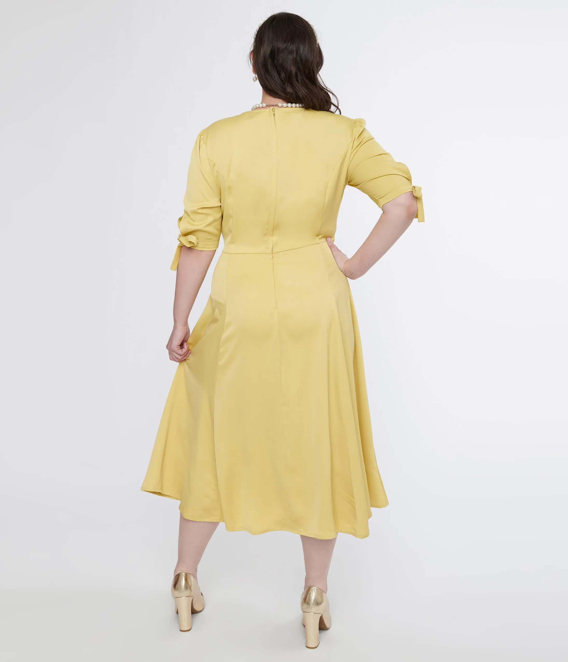 Plus Size 1940s Yellow Bella Swing Dress