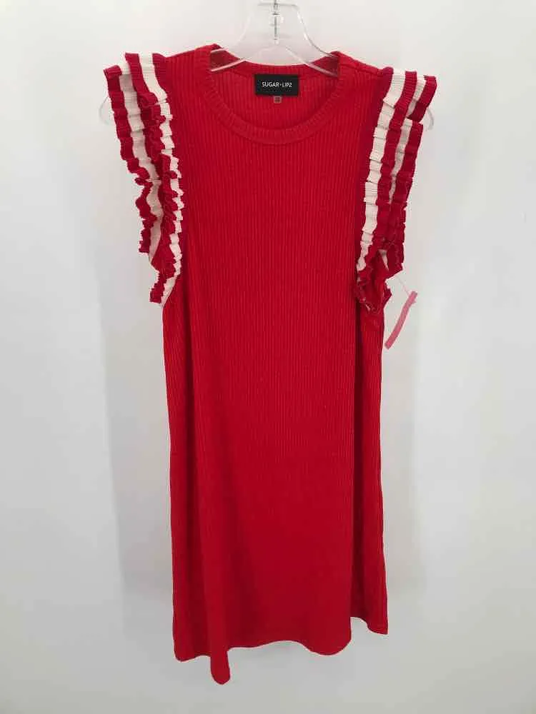 Pre-Owned Sugar + L!ps Red Size XS Knee Length Short Sleeve Dress