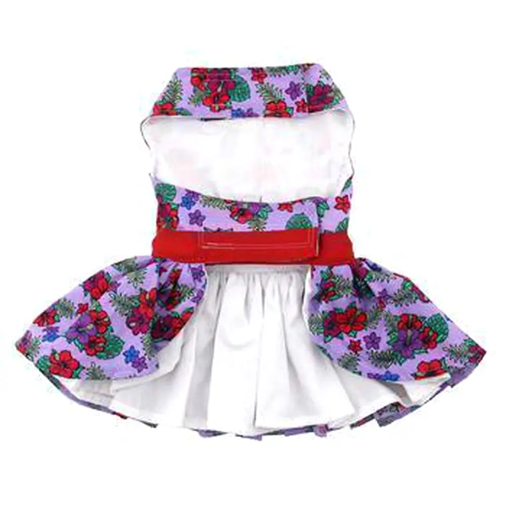 Purple and Red Floral Dog Harness Dress