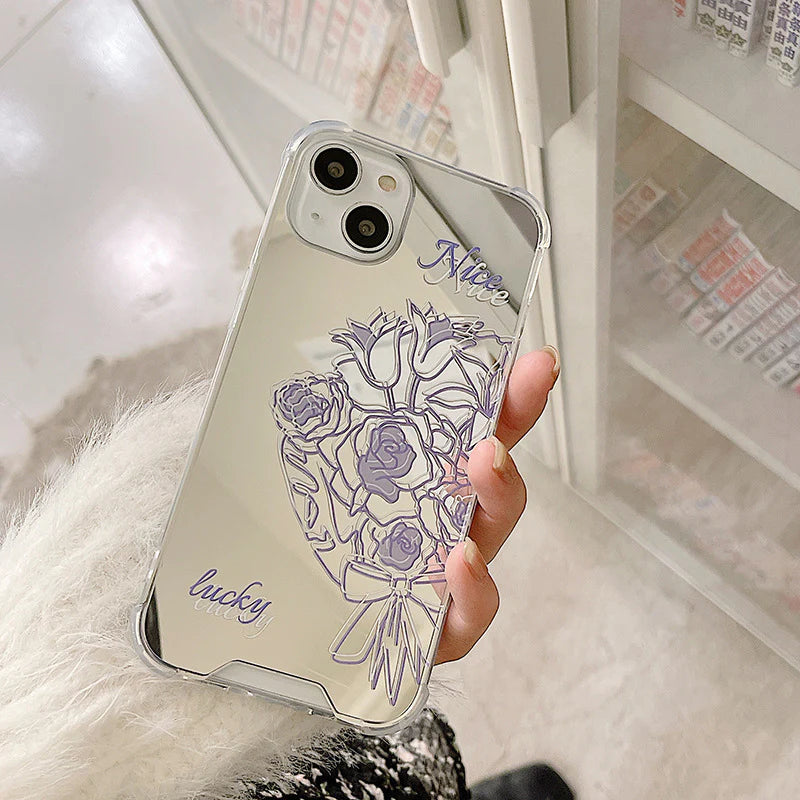 Purple Floral Mirror Phone Case