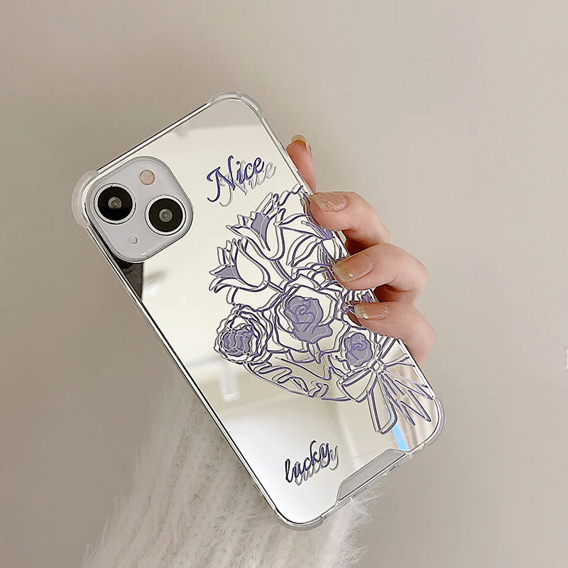 Purple Floral Mirror Phone Case