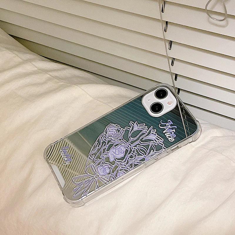 Purple Floral Mirror Phone Case