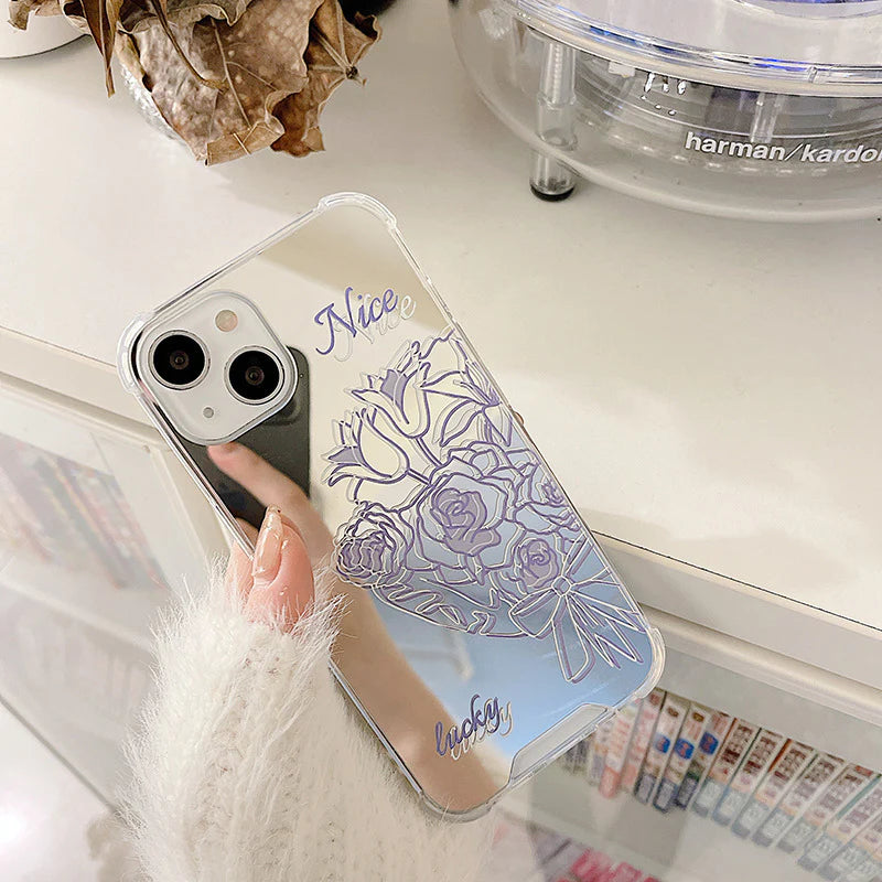 Purple Floral Mirror Phone Case