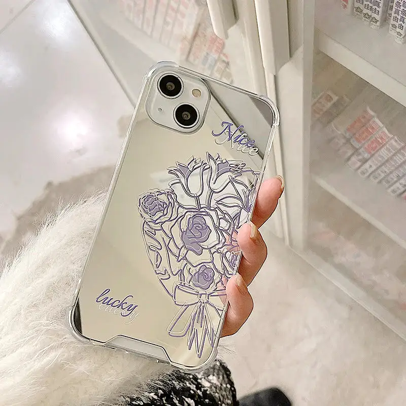 Purple Floral Mirror Phone Case