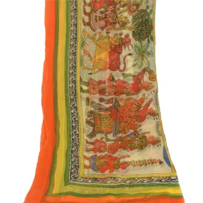 Sanskriti Vintage Long Dupatta/Stole Pure Chiffon Silk Digital Print Soft Veil