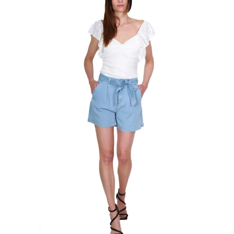 SHORT IN TELA DENIM, AZZURRO