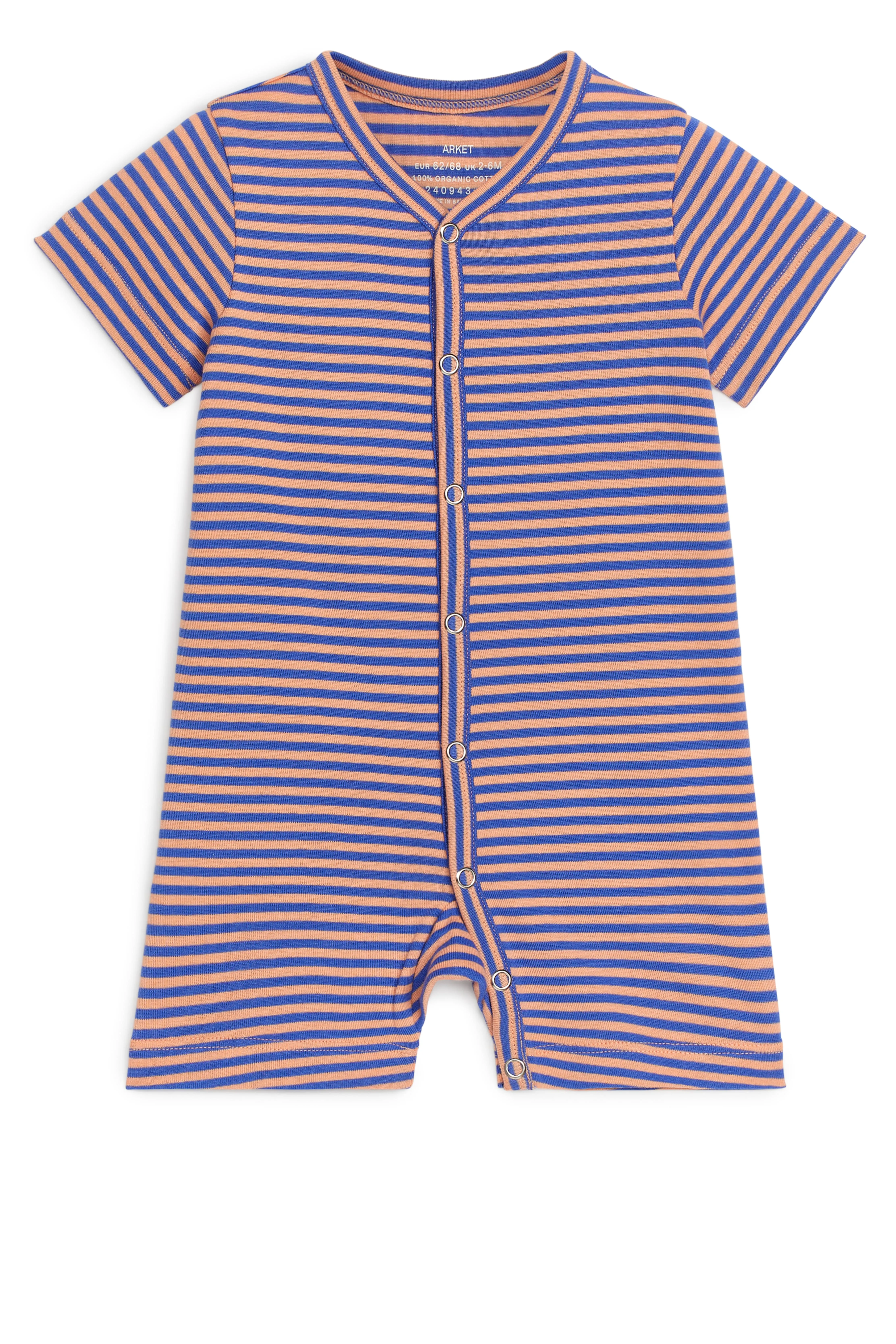 Short Sleeve All-in-One Pyjama - V-neck - Short sleeve - Blue/Orange - Kids | H&M GB