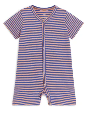 Short Sleeve All-in-One Pyjama - V-neck - Short sleeve - Blue/Orange - Kids | H&M GB