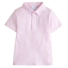 Short Sleeve Polo - Light Pink Stripe