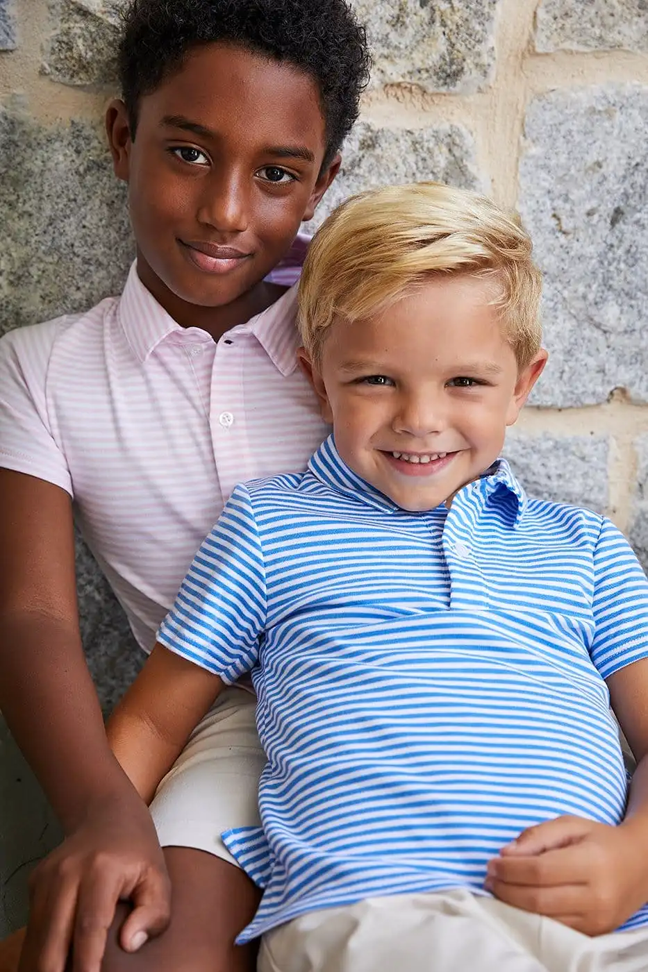 Short Sleeve Polo - Light Pink Stripe