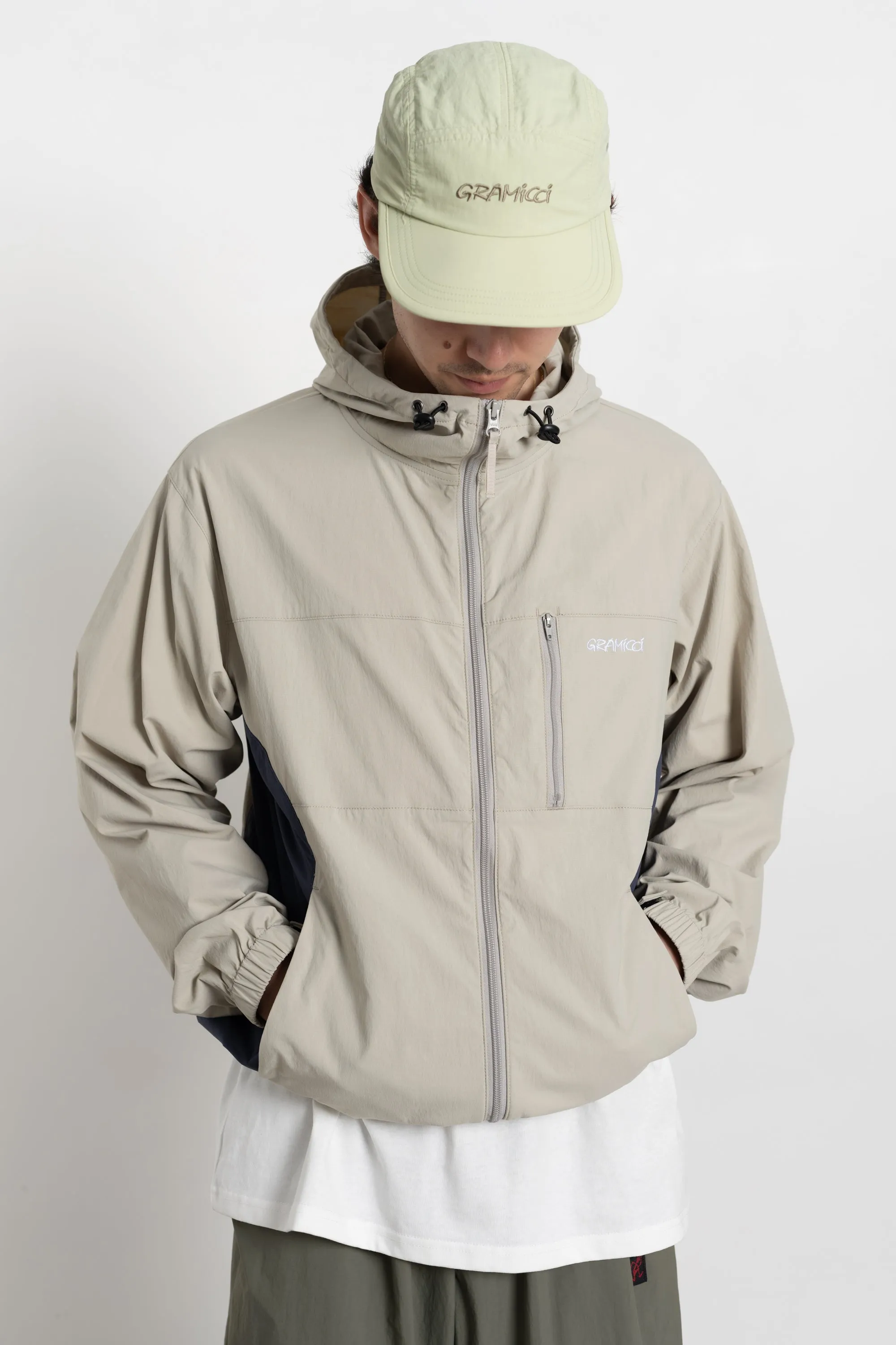 Softshell Nylon Hooded Jacket Stone Grey