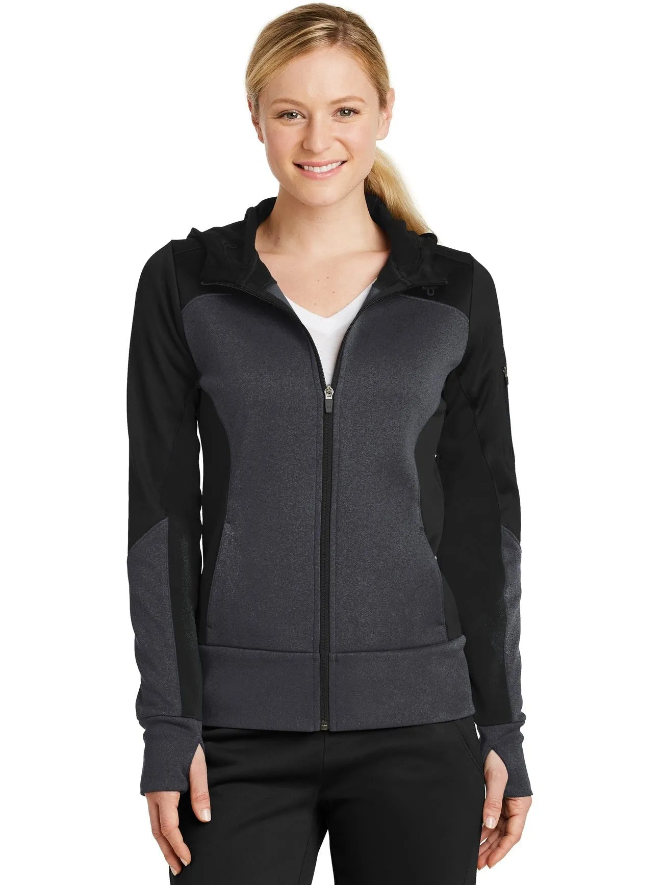 Sport-Tek Ladies Tech Fleece Colorblock Full-Zip Hooded Jacket