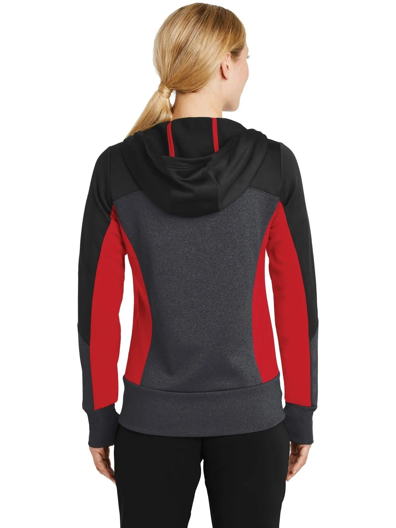 Sport-Tek Ladies Tech Fleece Colorblock Full-Zip Hooded Jacket