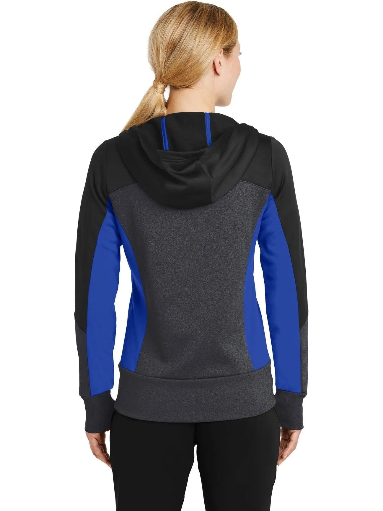 Sport-Tek Ladies Tech Fleece Colorblock Full-Zip Hooded Jacket