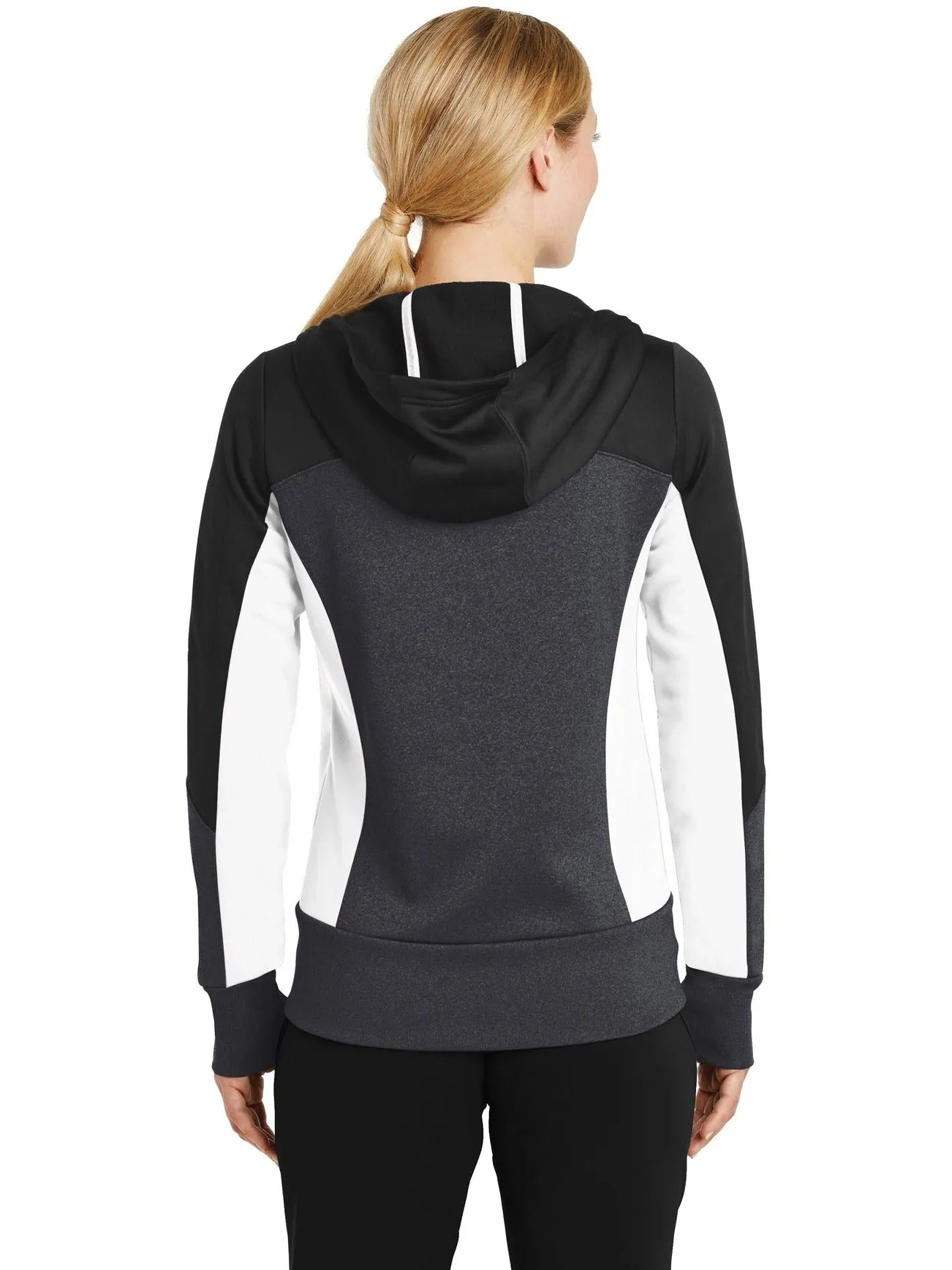 Sport-Tek Ladies Tech Fleece Colorblock Full-Zip Hooded Jacket