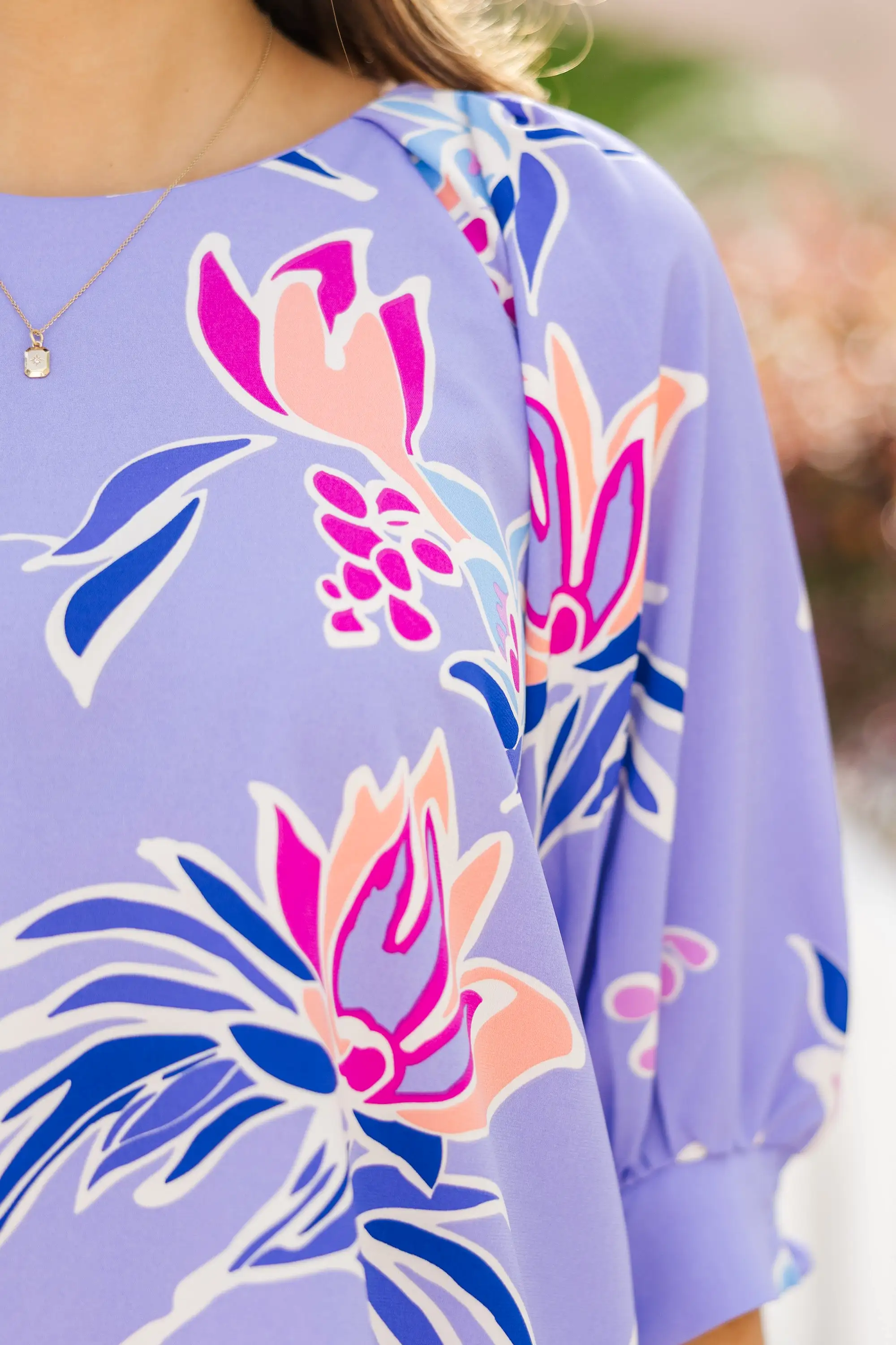 Take You Away Lavender Purple Floral Blouse