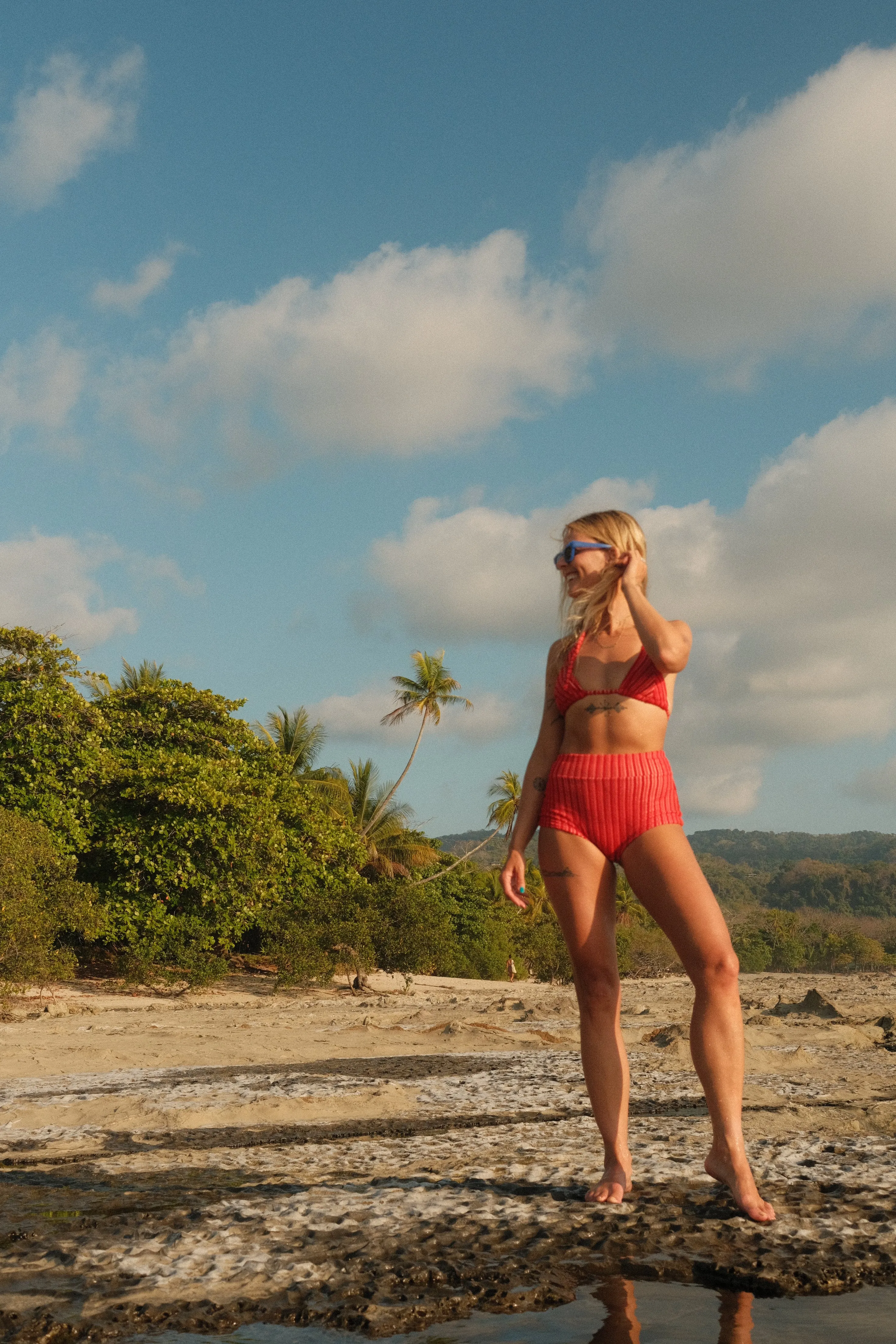 Terry Sands Stripe Surf Short Red Sand