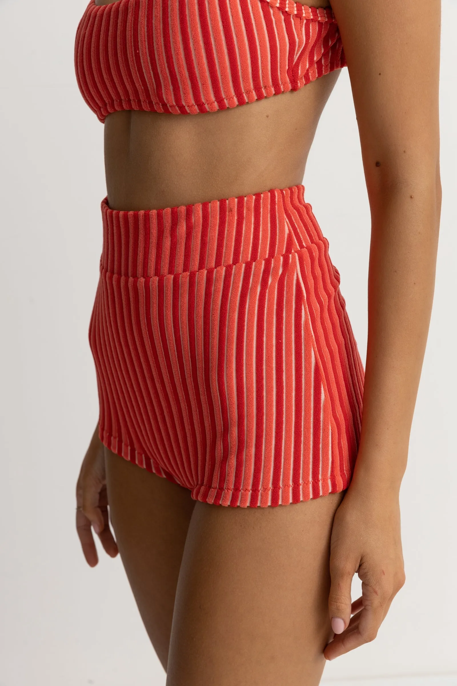 Terry Sands Stripe Surf Short Red Sand