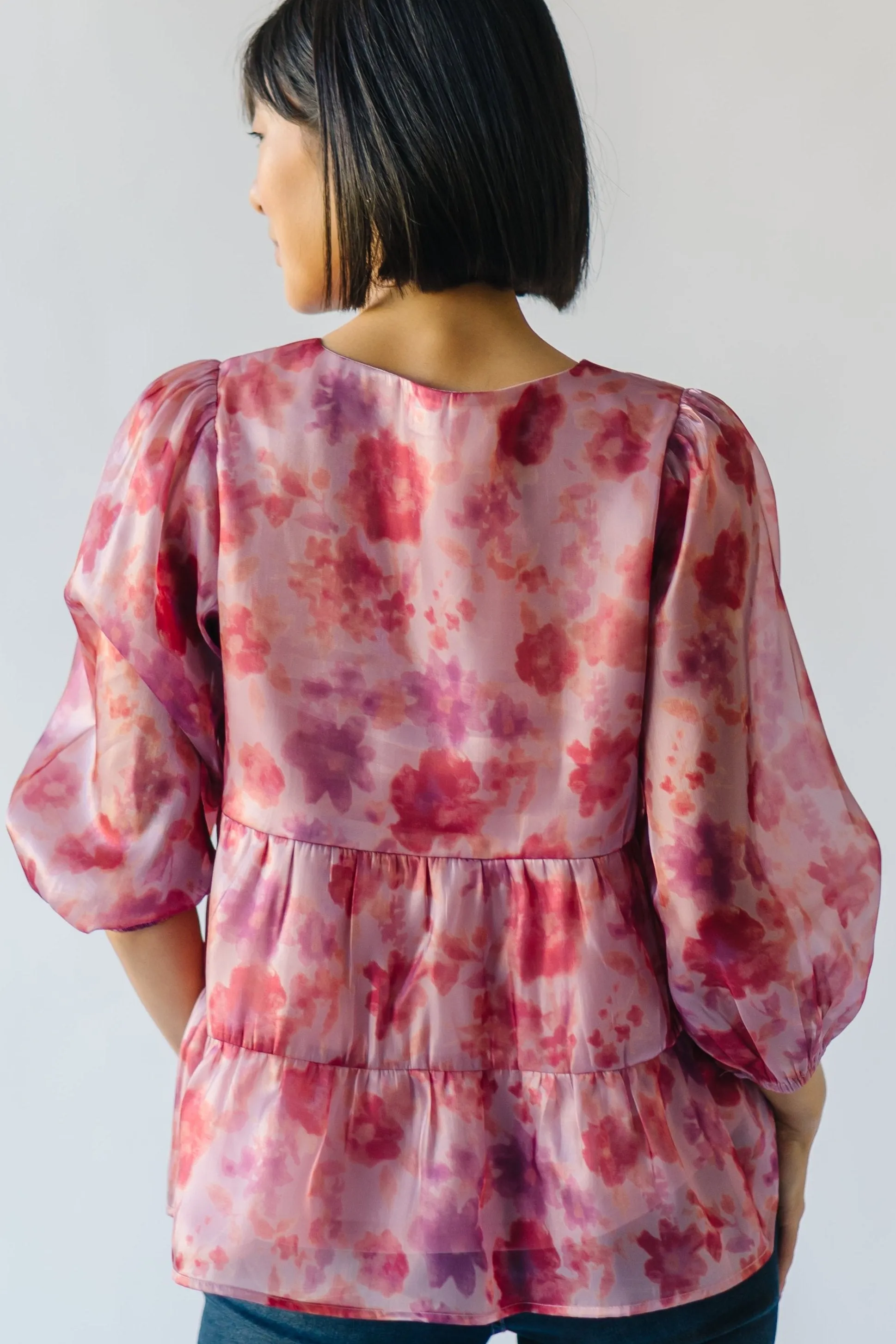 The Parkman Floral Organza Blouse in Blush