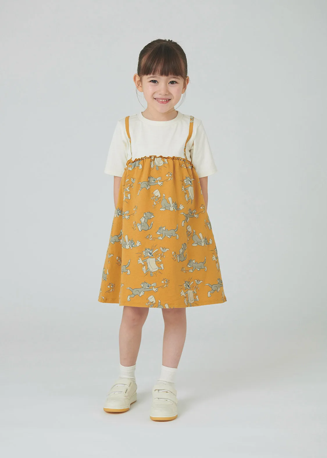 Tom and Jerry Layered Short Sleeve One-Piece (Tom and Jerry_Tom and Jerry Pattern)