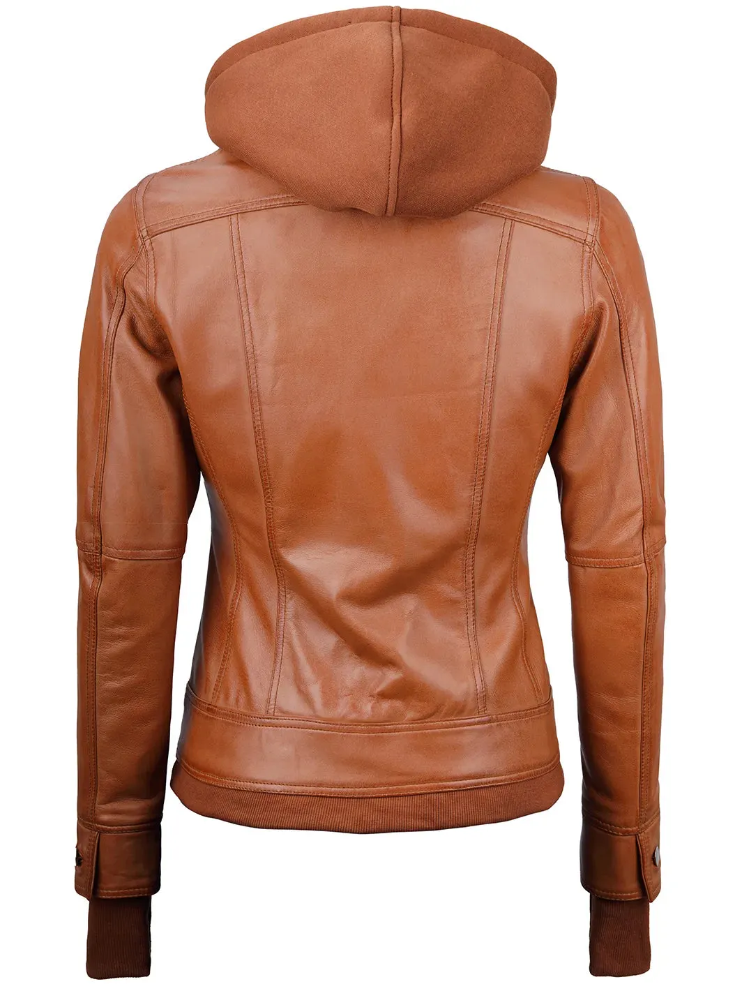 Tralee Womens Tan Wax Bomber Leather Jacket With Hood