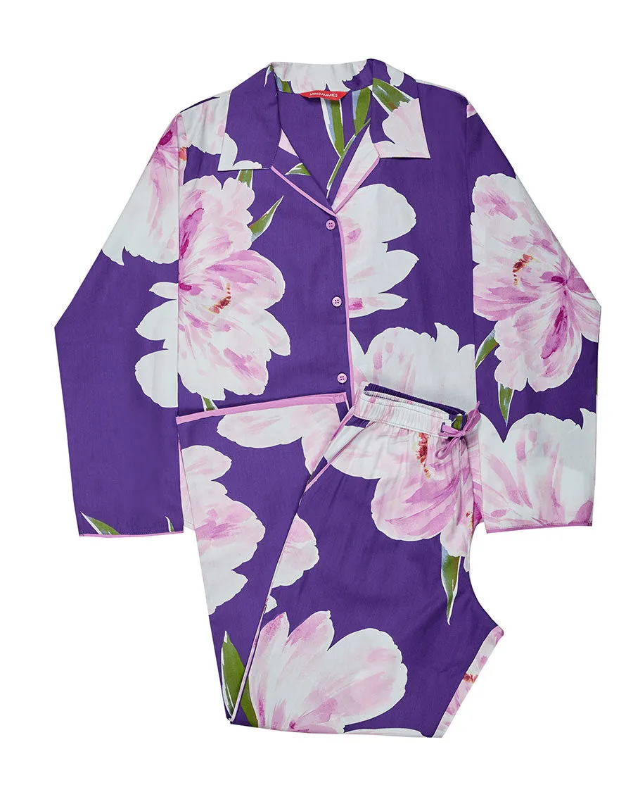 Valentina Girls Purple Floral Print Pyjama Set