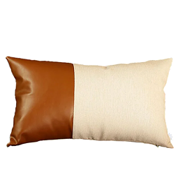 Vegan Faux Leather Detailed Throw Pillow Set of 4