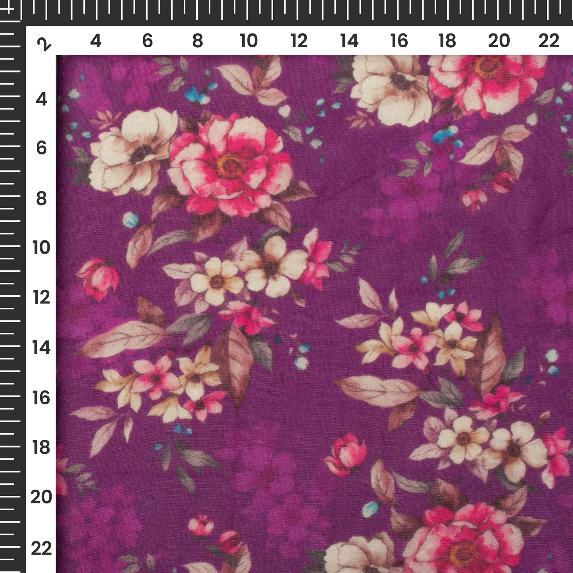 Vintage Floral Digital Print Pure Organza Fabric