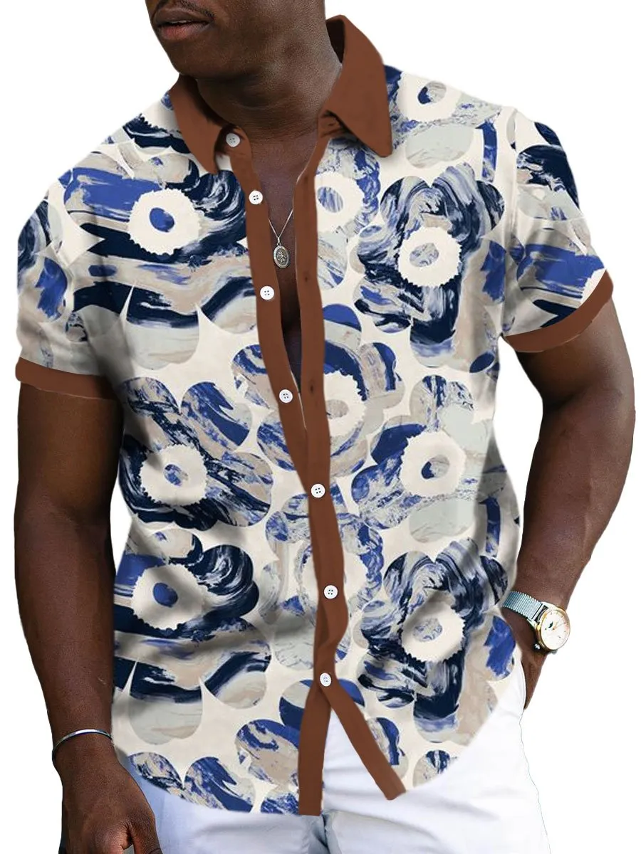 Vintage Floral Print Casual Short Sleeve Shirt