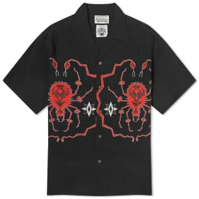 Wacko Maria Short Sleeve Wolf's Head Type 1 Hawaiian ShirtBlack & Red