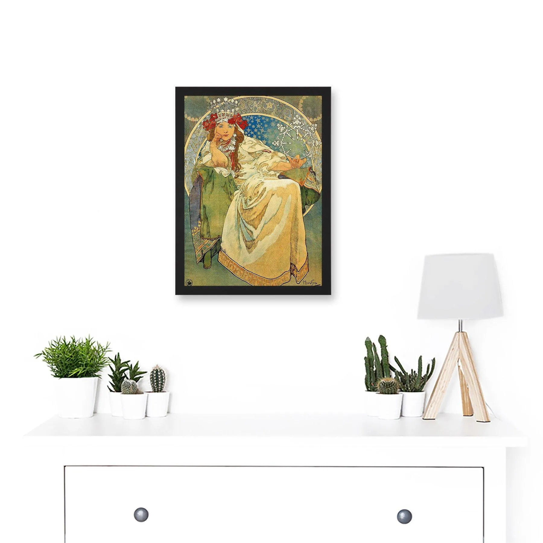 Wall Art & Pictures | Alphonse Mucha Princess Hyacinth 1911 Art Nouveau Vintage Painting A4 Artwork Framed Wall Art Print | 