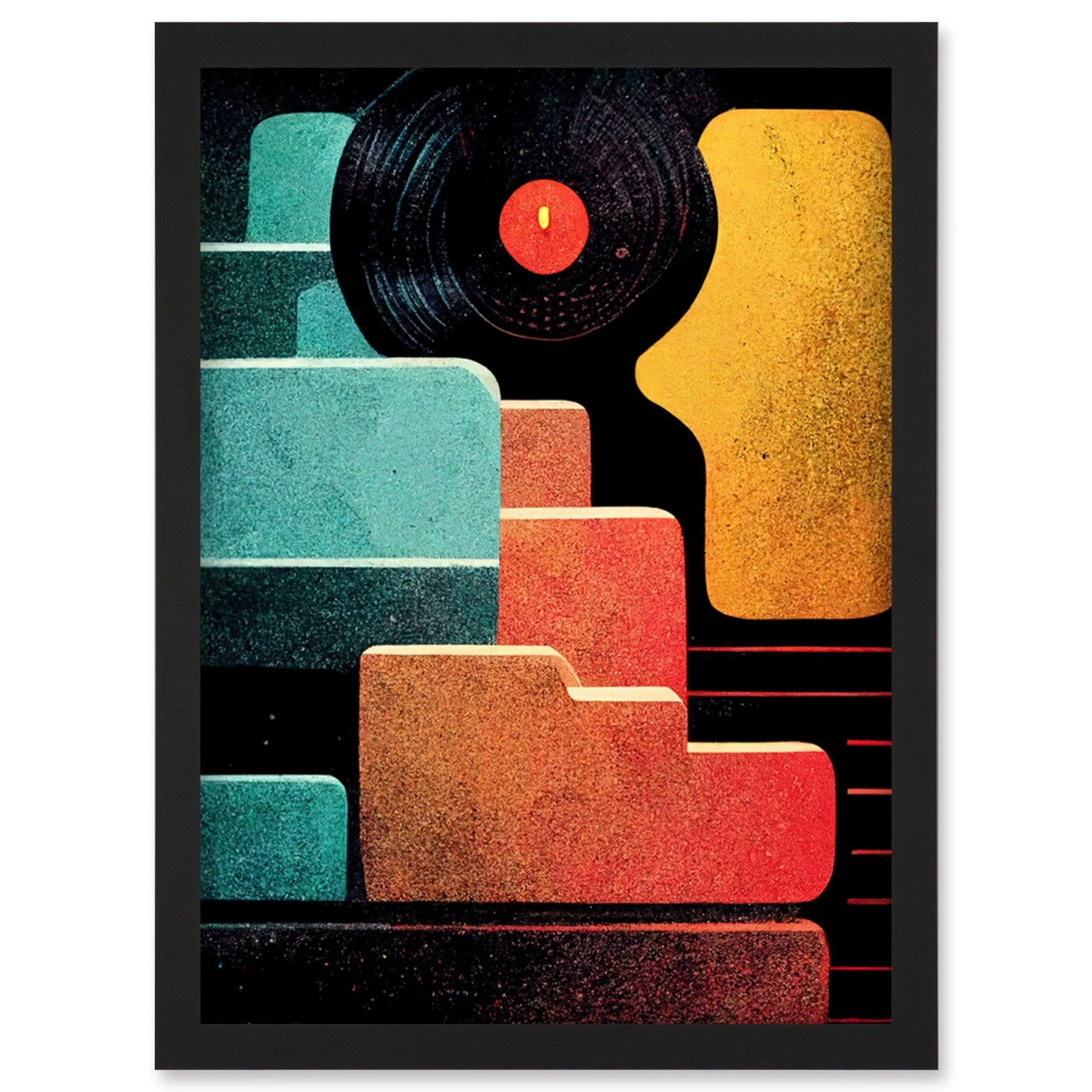 Wall Art & Pictures | Retro DJ Decks Vintage Style Abstract Turntable Print Artwork Framed Wall Art Print A4 | Artery8