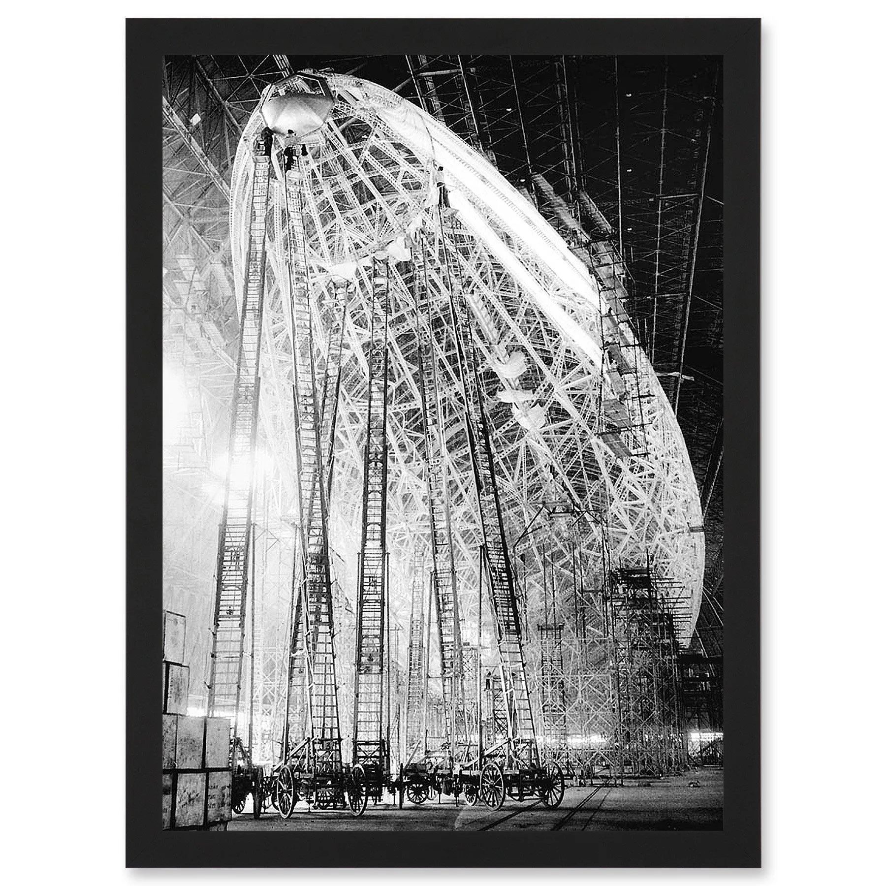 Wall Art & Pictures | Vintage Photo USS Macon Airship Zeppelin Construction Artwork Framed Wall Art Print A4 | Artery8