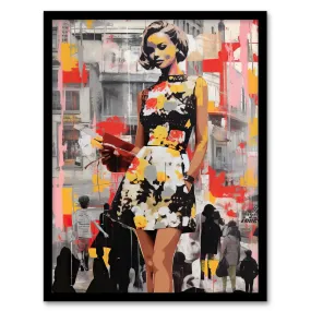 Wall Art & Pictures | Wall Art Print Vintage Woman Spring Fashion Advert Picture Collage Acrylic Red Yellow Pink Artwork Vib