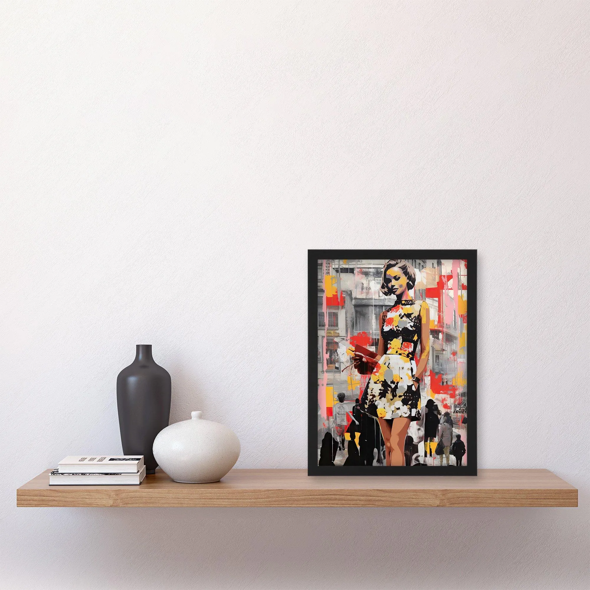 Wall Art & Pictures | Wall Art Print Vintage Woman Spring Fashion Advert Picture Collage Acrylic Red Yellow Pink Artwork Vib