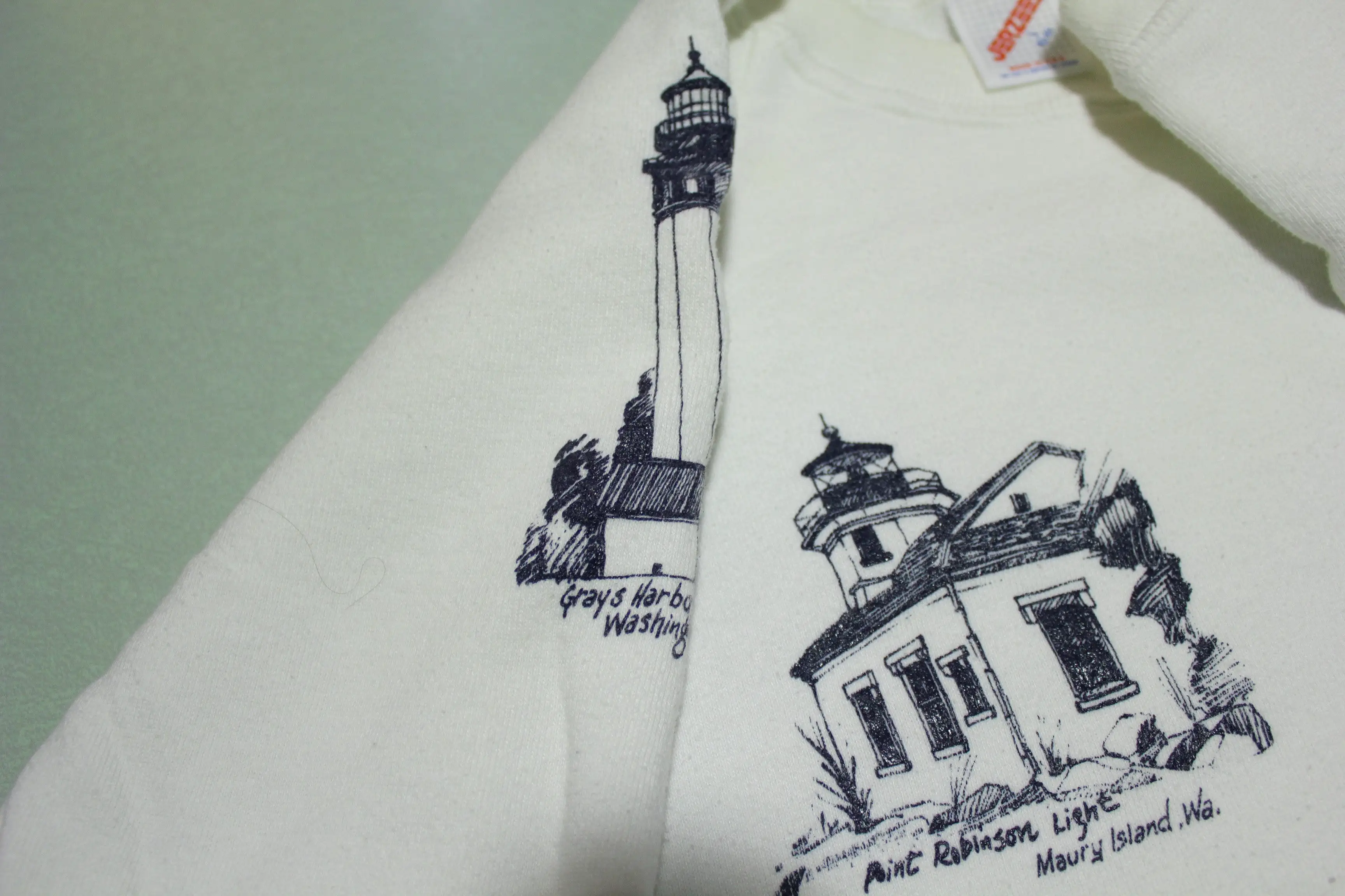 Washington Lighthouse All Over Print Vintage Jerzees USA Crewneck Sweatshirt