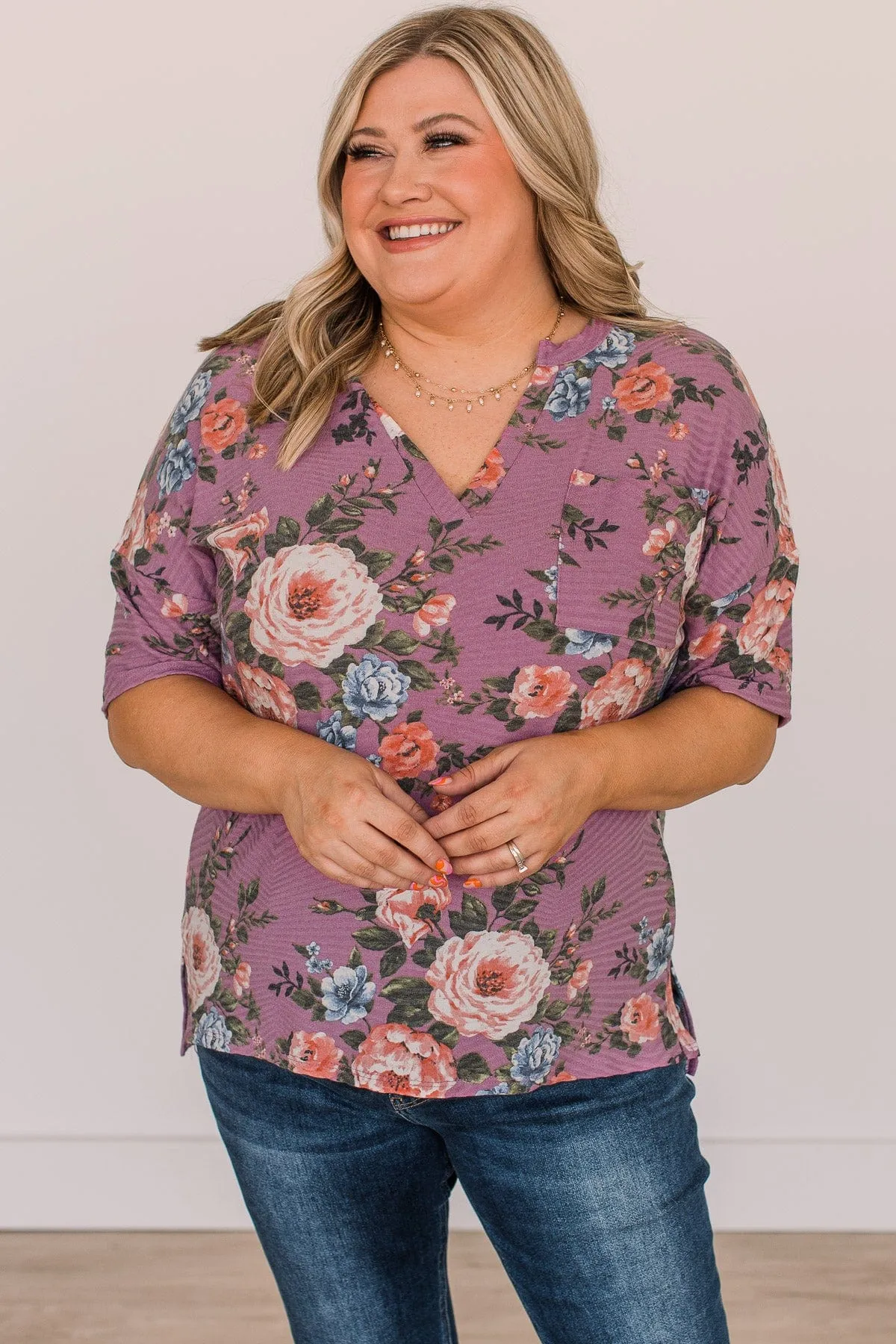 When Magic Happens Floral Top- Purple