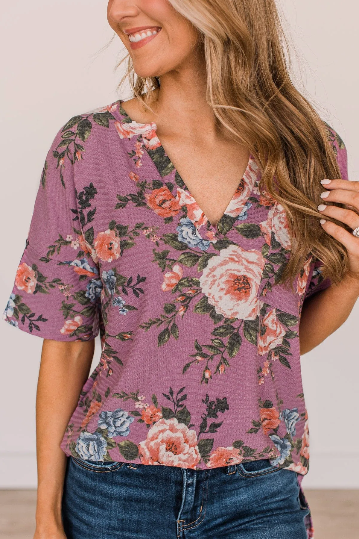 When Magic Happens Floral Top- Purple