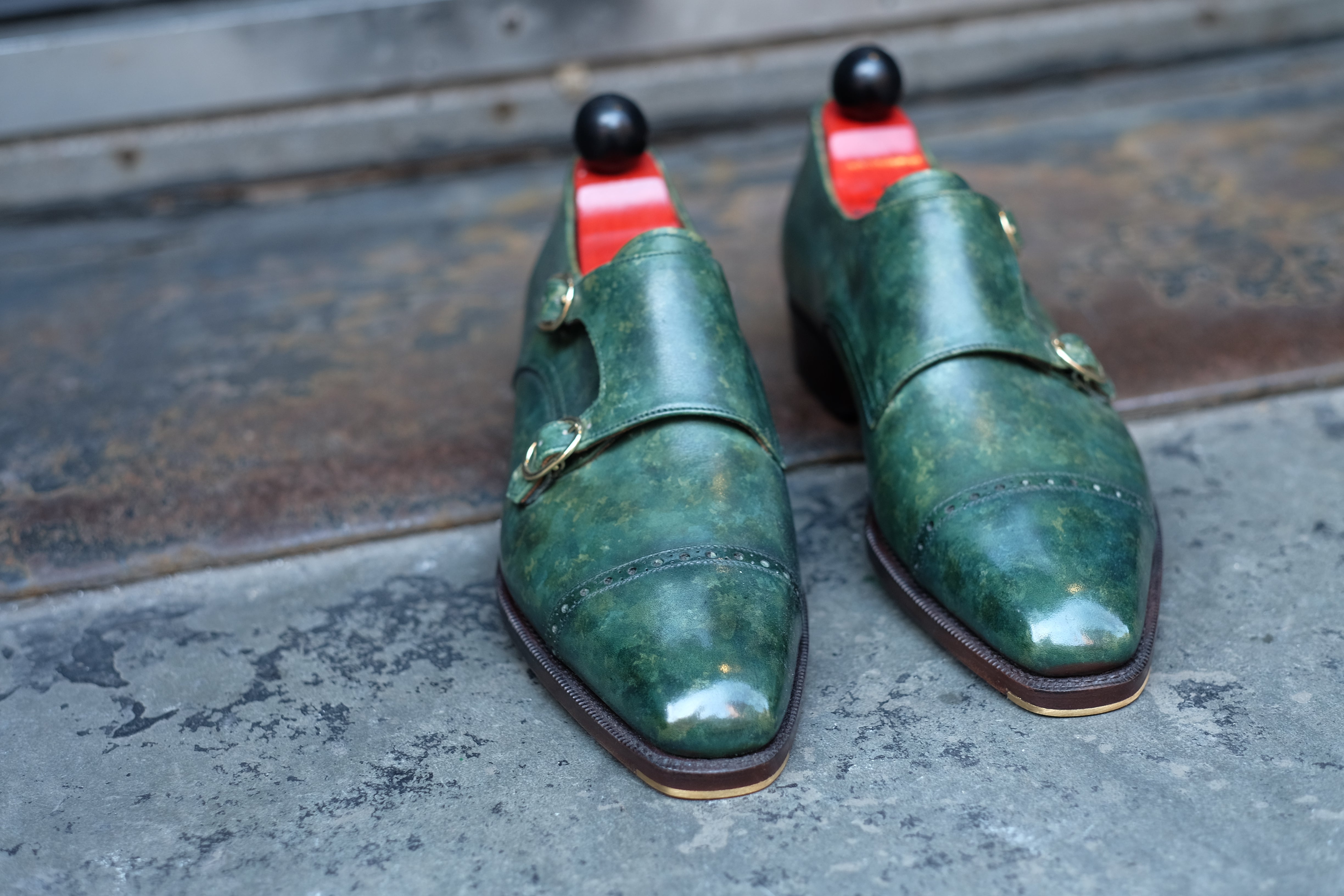 Woodland - MTO - Forest Green Marble Patina - LPB Last - Single Leather Sole