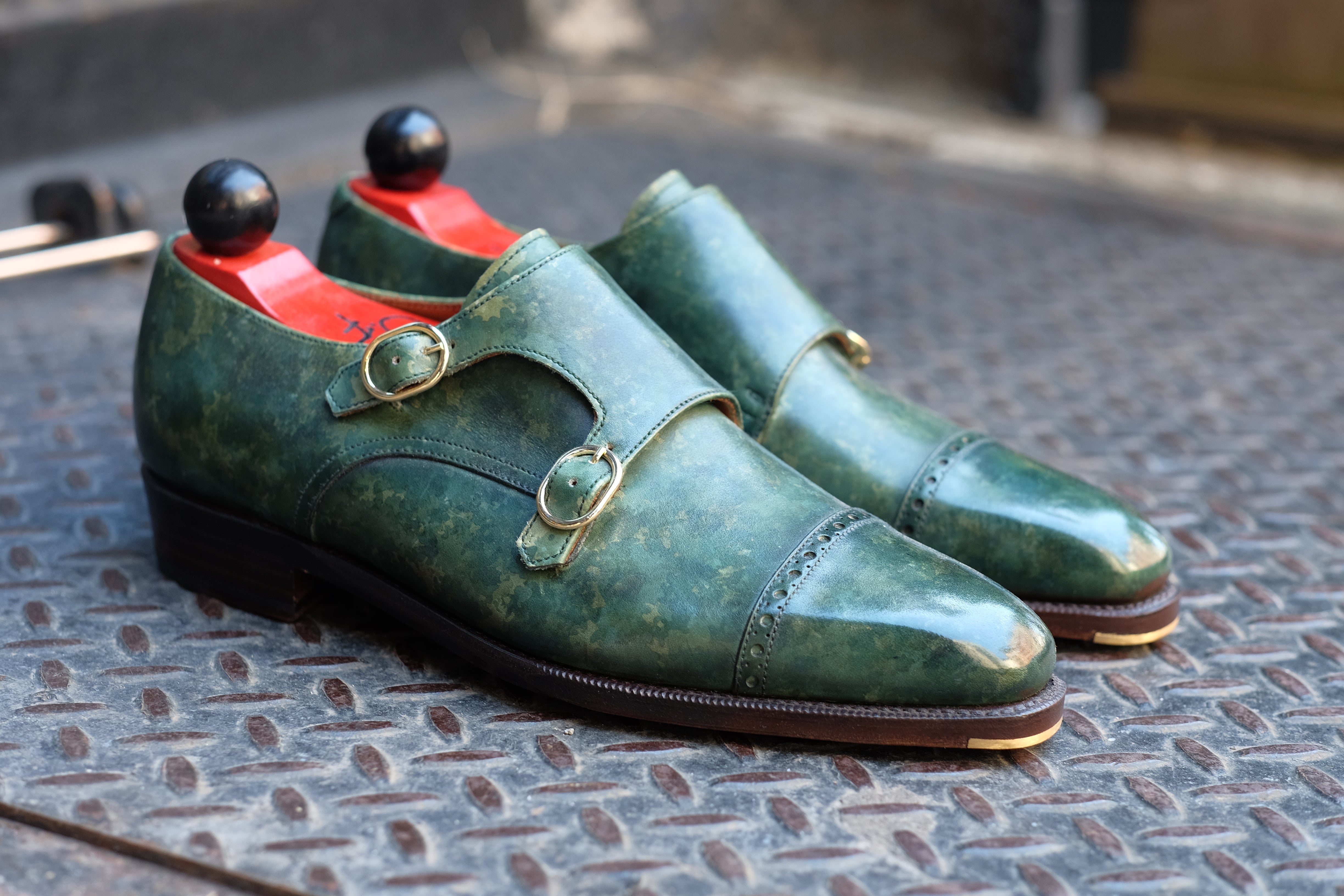 Woodland - MTO - Forest Green Marble Patina - LPB Last - Single Leather Sole