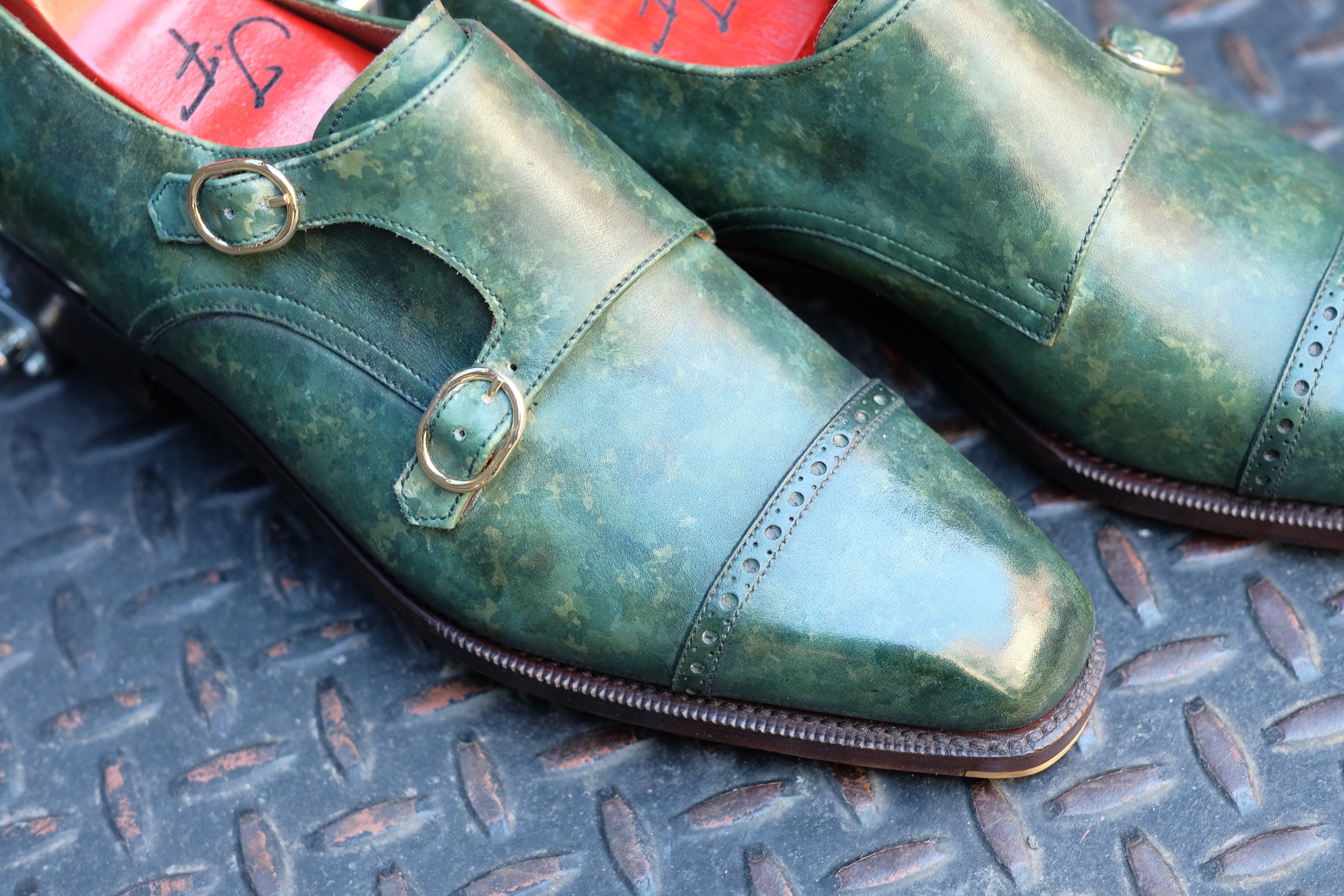 Woodland - MTO - Forest Green Marble Patina - LPB Last - Single Leather Sole