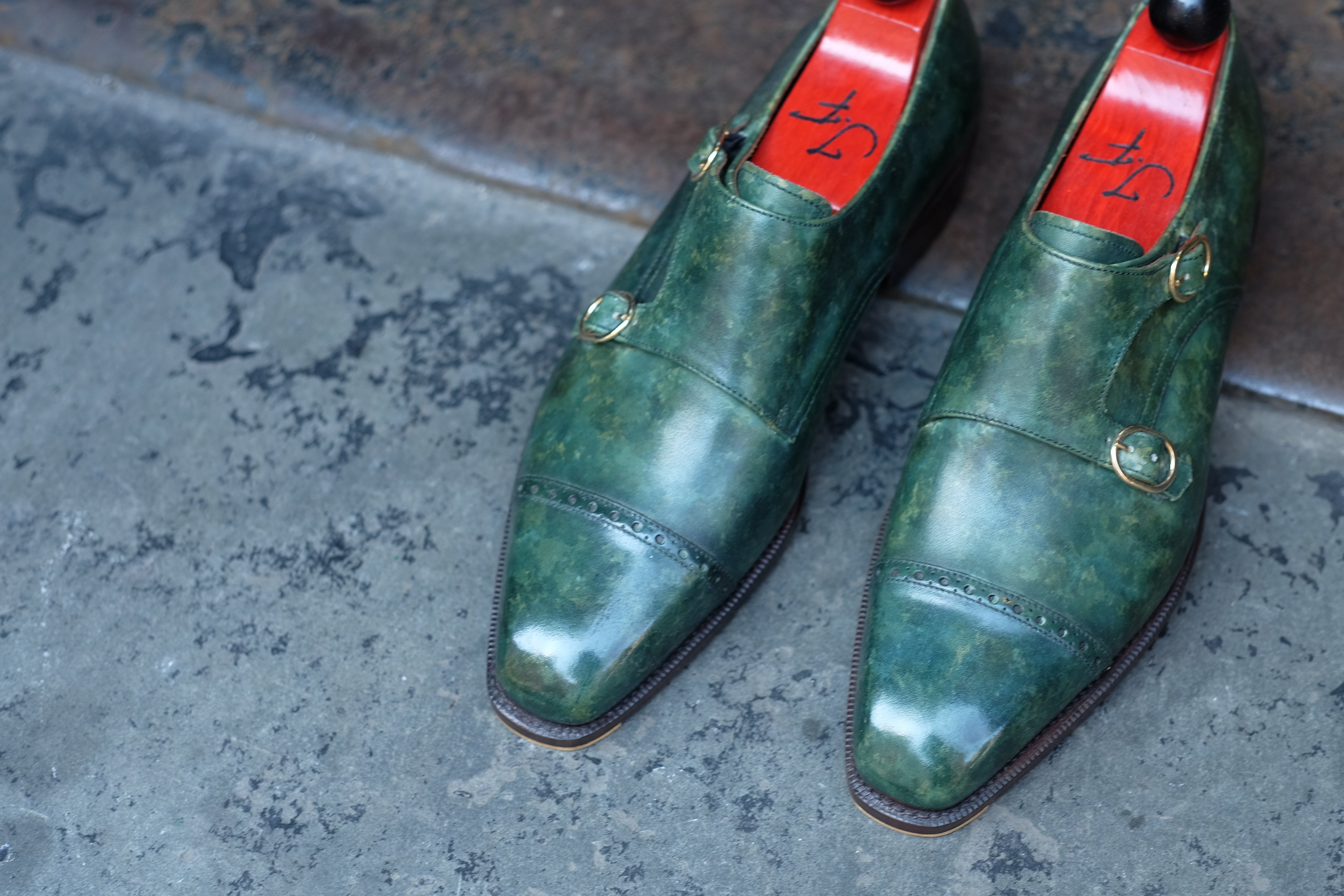 Woodland - MTO - Forest Green Marble Patina - LPB Last - Single Leather Sole