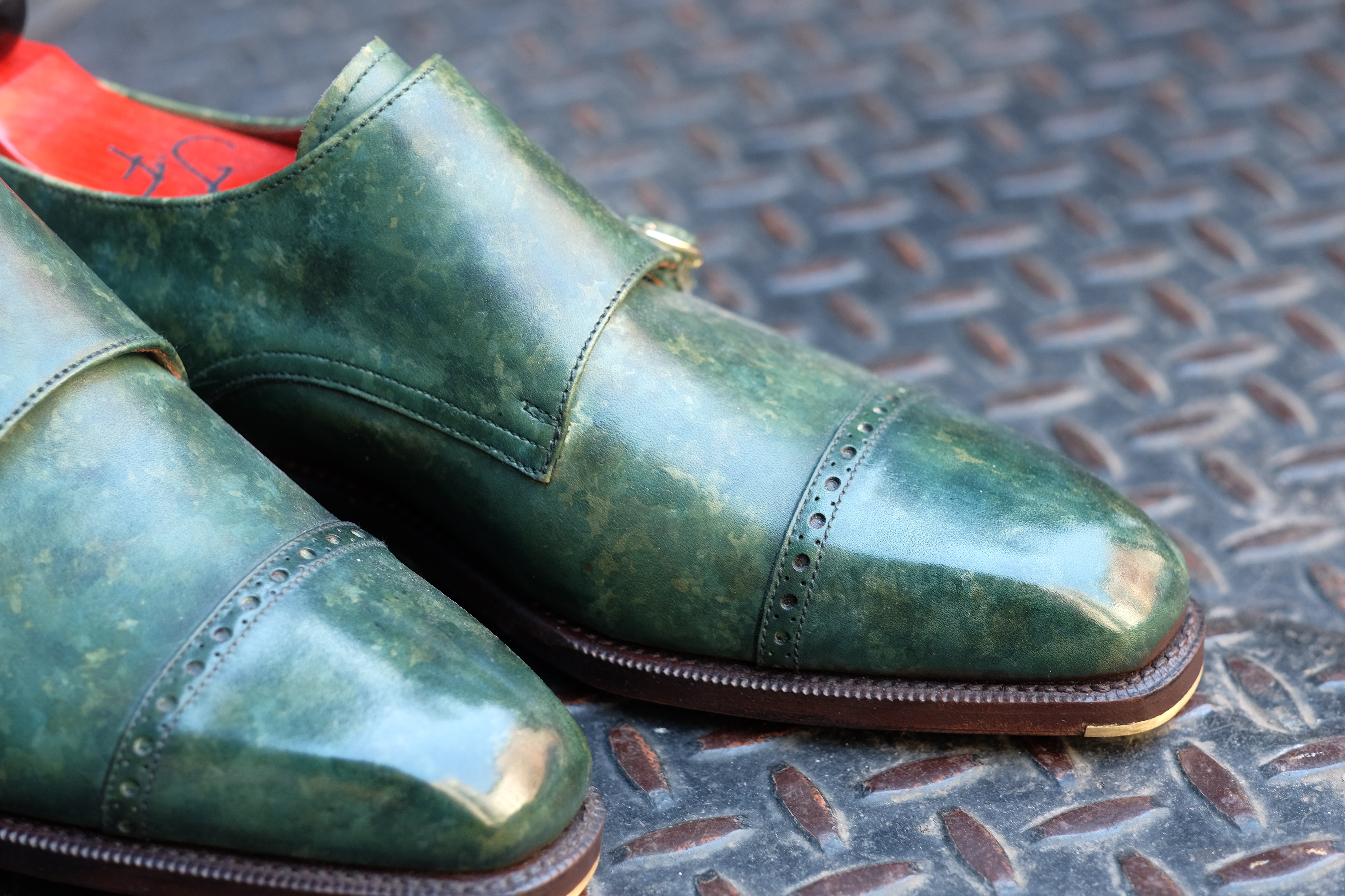 Woodland - MTO - Forest Green Marble Patina - LPB Last - Single Leather Sole