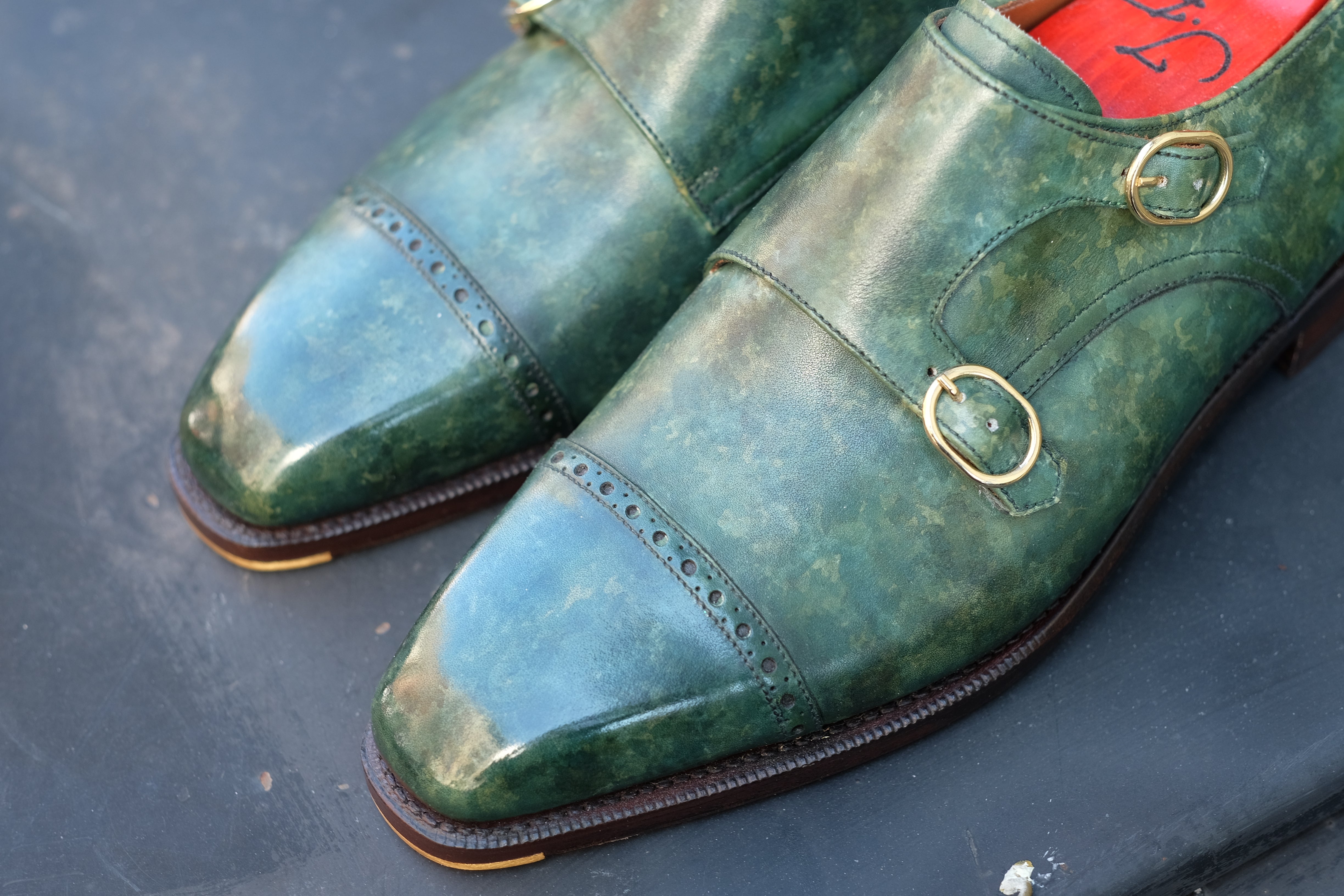 Woodland - MTO - Forest Green Marble Patina - LPB Last - Single Leather Sole