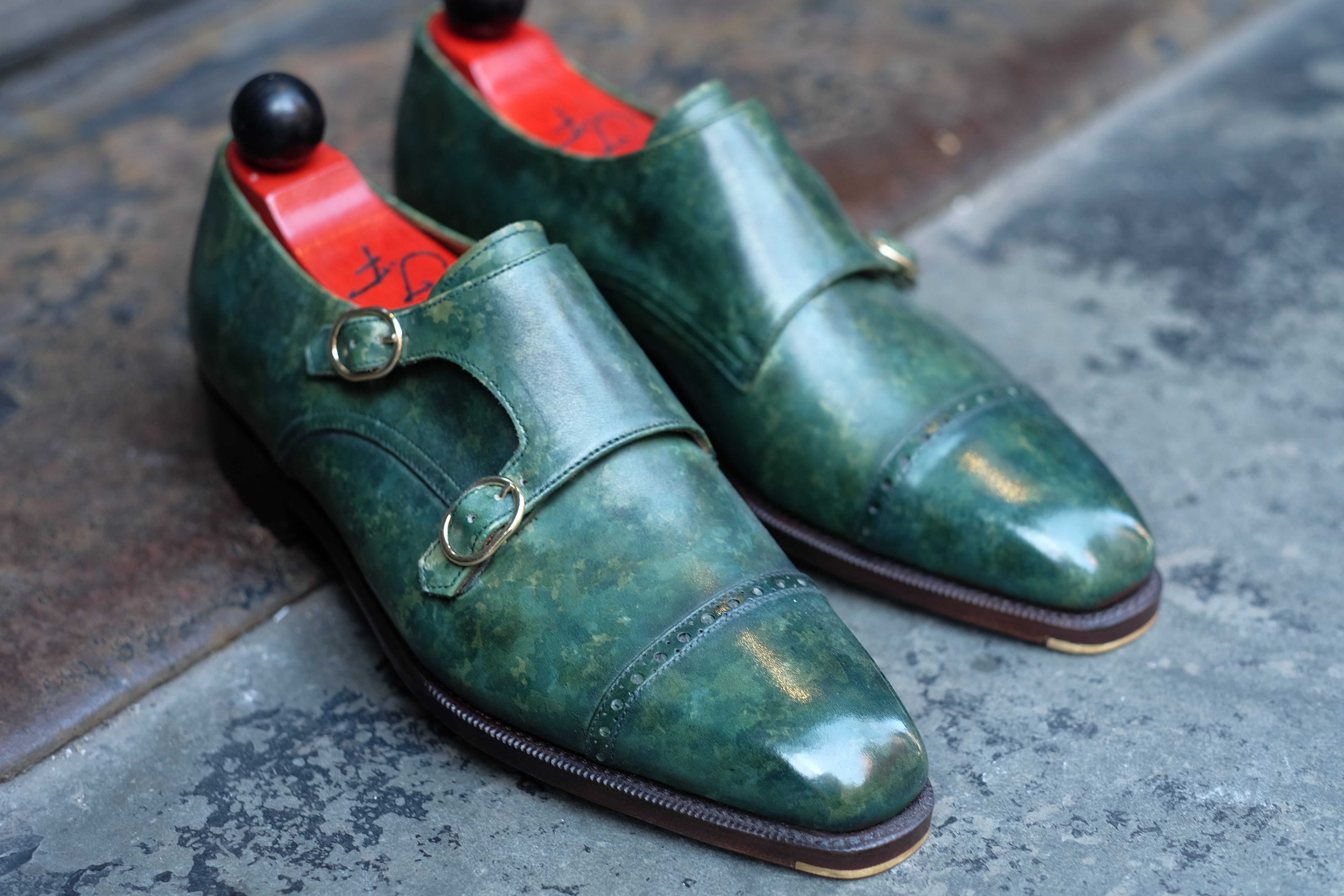 Woodland - MTO - Forest Green Marble Patina - LPB Last - Single Leather Sole