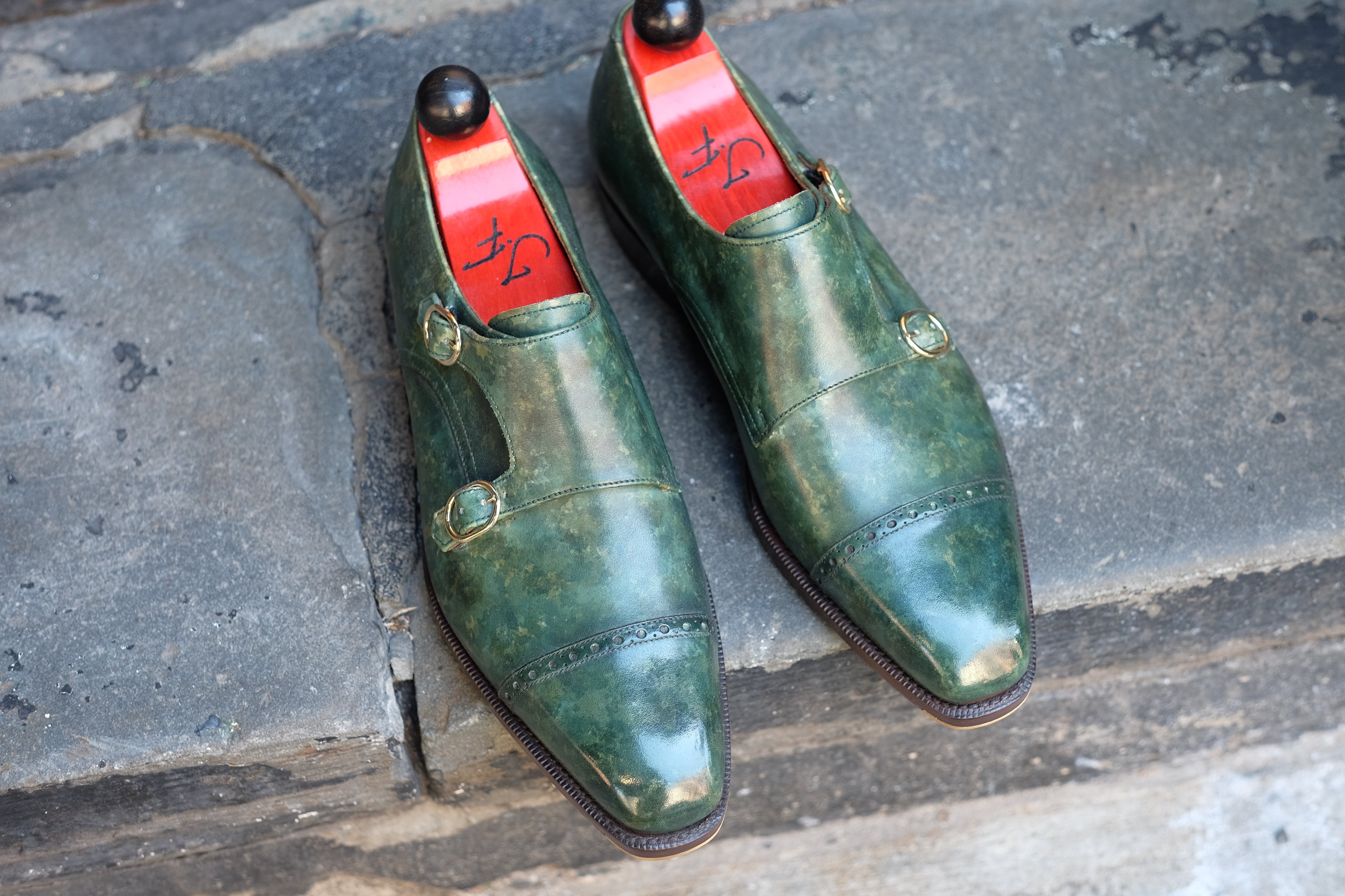 Woodland - MTO - Forest Green Marble Patina - LPB Last - Single Leather Sole