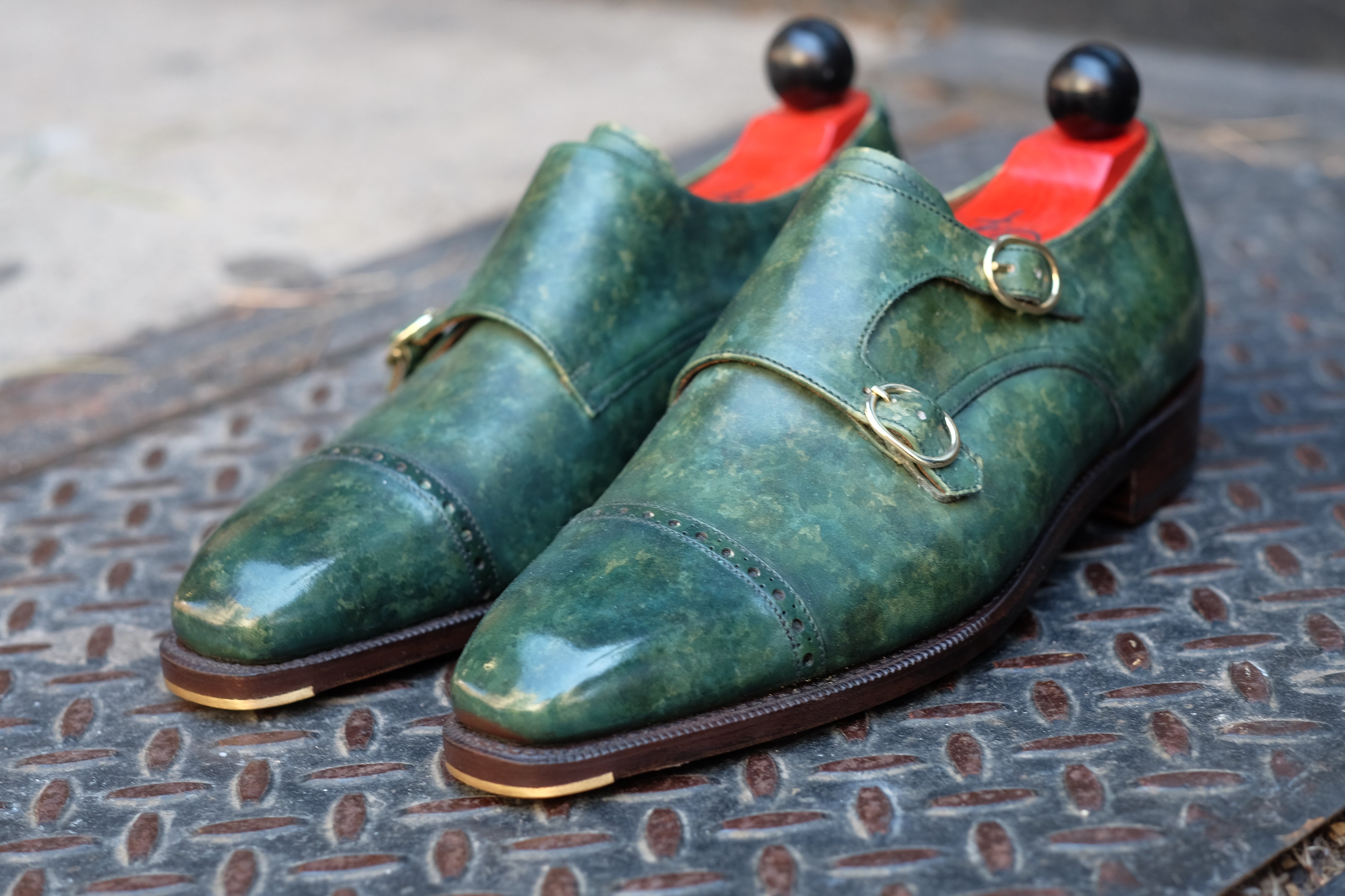 Woodland - MTO - Forest Green Marble Patina - LPB Last - Single Leather Sole